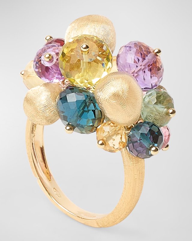 Africa 18K Yellow Gold Multi-Stone Small Statement Ring, Size